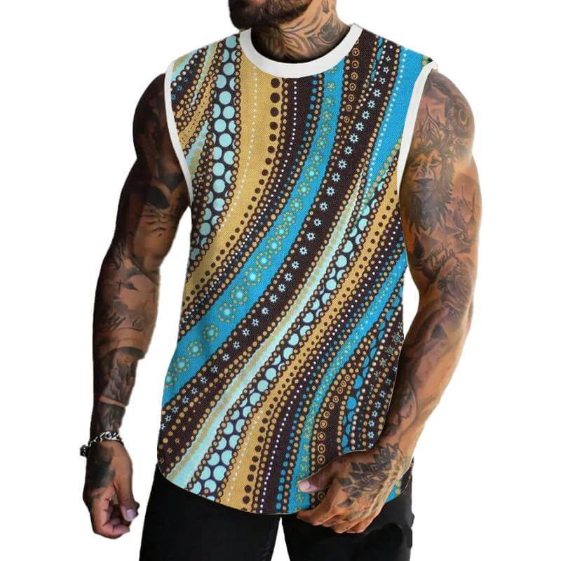 MEN'S SPRING/SUMMER PRINTED REGULAR FIT CREW NECK VEST 26579724YM-DESTINY