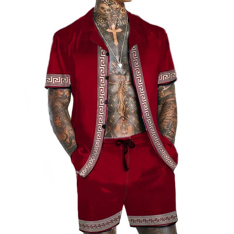 MEN'S HAWAIIAN SHORT SLEEVE SHIRT SHORT SET 65048773YM-DESTINY