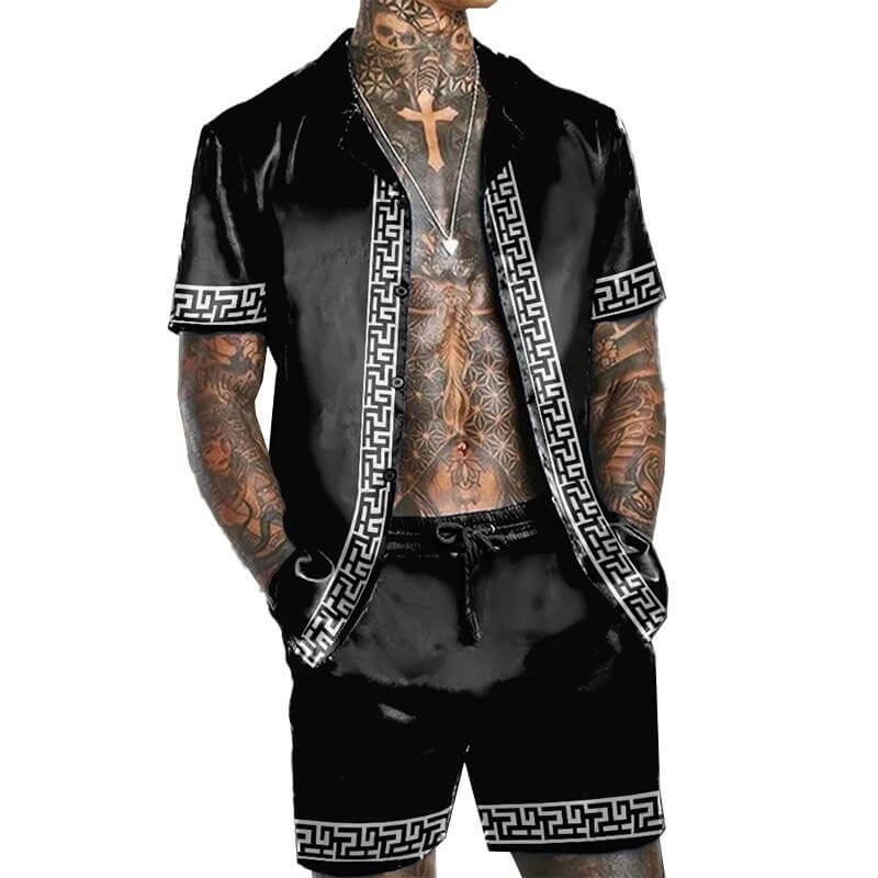 MEN'S PRINTED SHORT SLEEVE SHIRT SHORTS SET 30528951YM-DESTINY