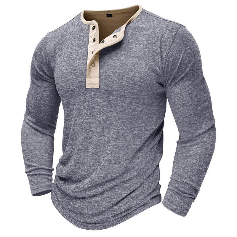 Men's Long Sleeve T-shirt Outdoor Bottoming Henley Shirt 67667932L-DESTINY