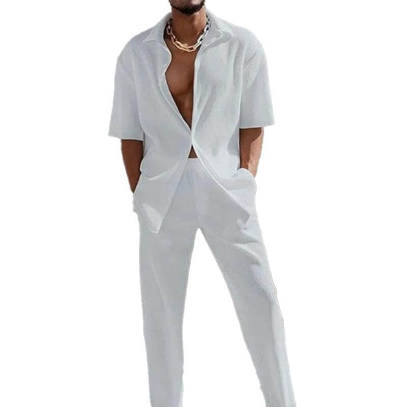 MEN'S CASUAL TROUSERS SHORT SLEEVE 2-PIECE SET 39701528YM-DESTINY