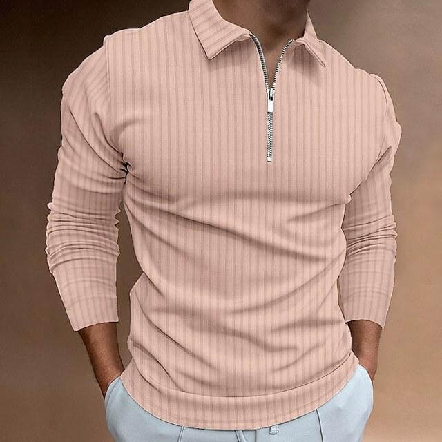 Men's Long Sleeve Striped Polo Shirt 29606050L-DESTINY