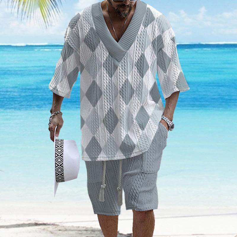 MEN'S ART CASUAL PRINT SHORTS SET 47631891YM-DESTINY