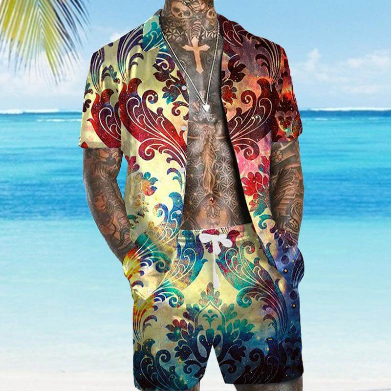 MEN'S SHORT SLEEVE SHIRT BEACH SUIT 84882939YM-DESTINY