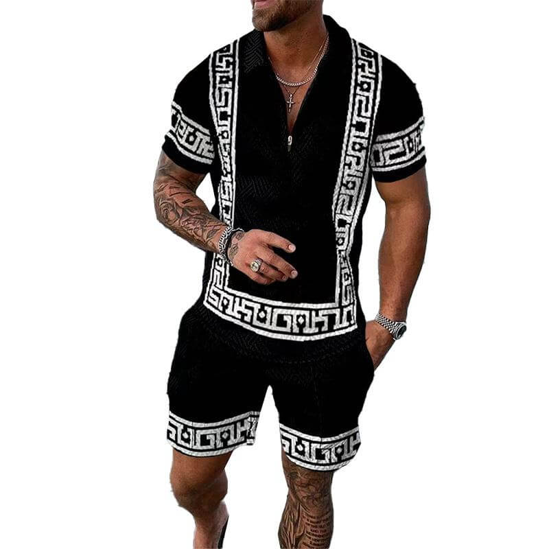 Men's Short Sleeve Polo Shirt Shorts Set 56444196YM-DESTINY