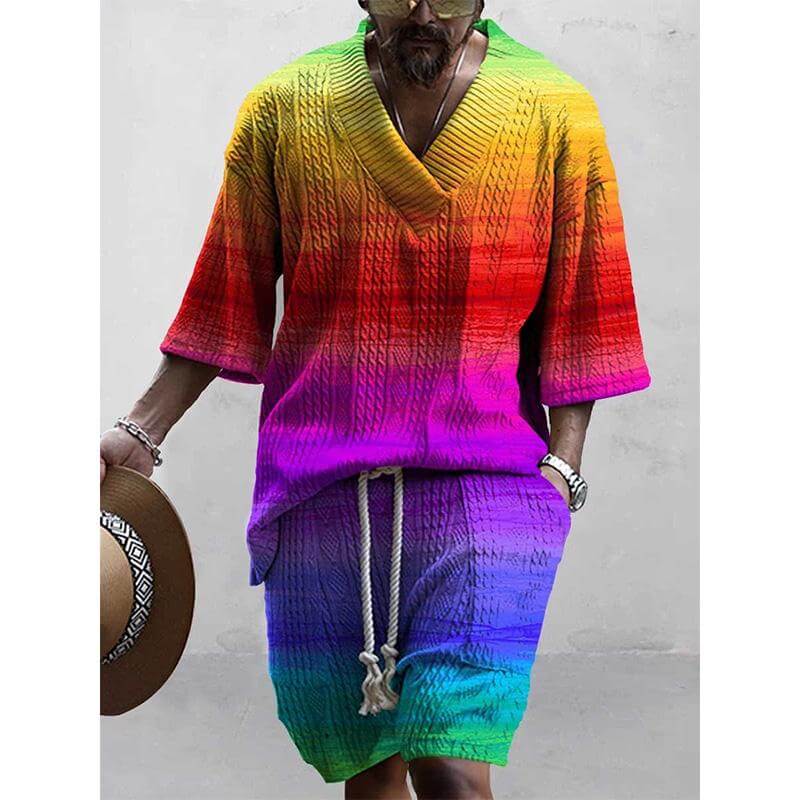 MEN'S ART CASUAL PRINT SHORTS SET 56319922YM-DESTINY