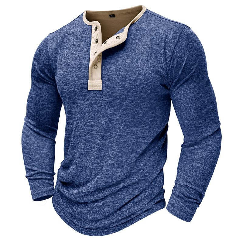 Men's Long Sleeve T-shirt Outdoor Bottoming Henley Shirt 67667932L-DESTINY