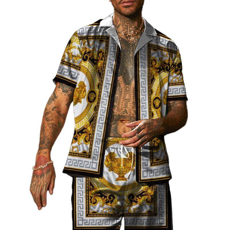 Men's Hawaiian Beach Short Sleeve Shorts Set 70474320YM-DESTINY