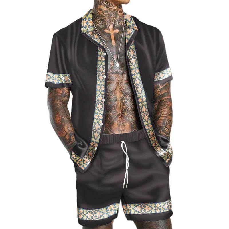 Men's Hawaiian Beach Casual Fashion Two-Piece Set 29316868YM-DESTINY