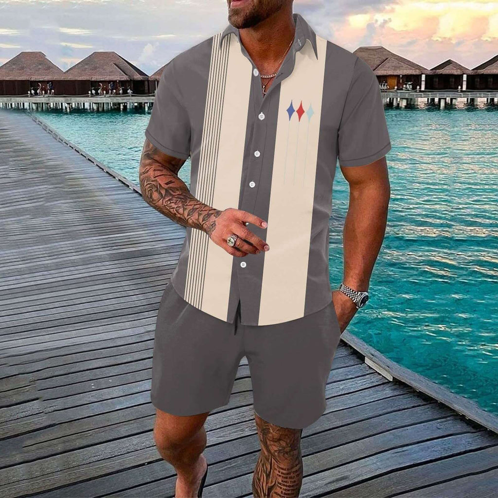 Men's Hawaii Printed Short-sleeve Shirt and Shorts Suit 01788863YY-DESTINY
