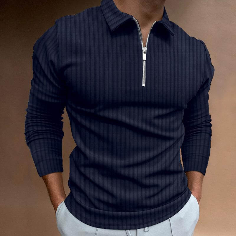 Men's Long Sleeve Striped Polo Shirt 29606050L-DESTINY