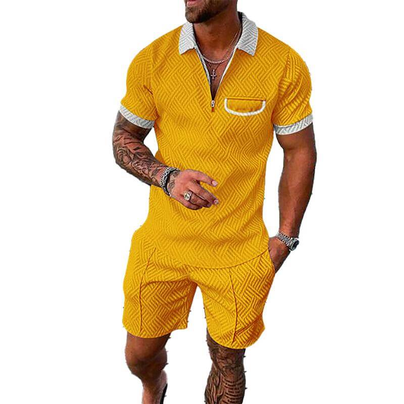 Men's Lapel Short Sleeve Shorts Set 15618236YM-DESTINY