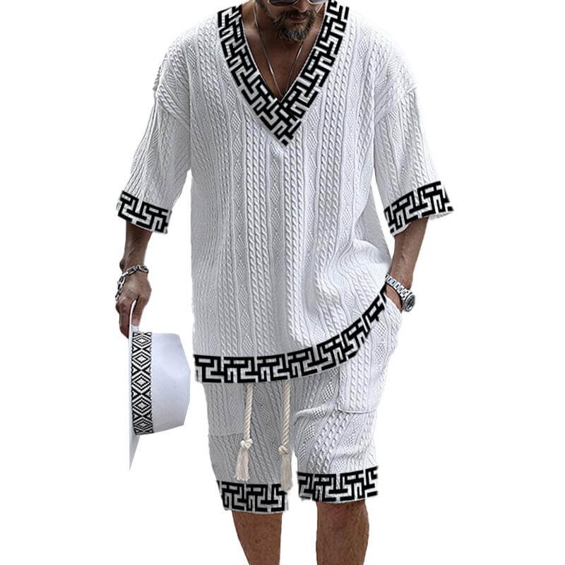 MEN'S ART CASUAL PRINT SHORTS SET 01983884YM-DESTINY