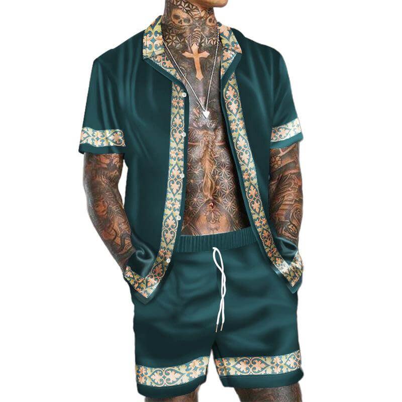 Men's Hawaiian Beach Casual Fashion Two-Piece Set 29316868YM-DESTINY