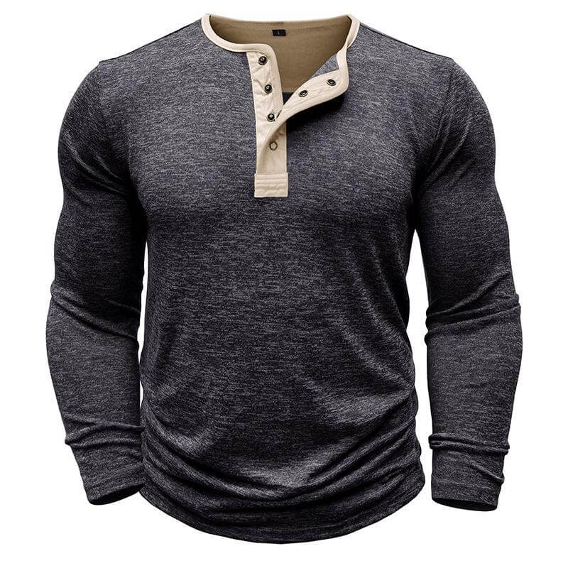 Men's Long Sleeve T-shirt Outdoor Bottoming Henley Shirt 67667932L-DESTINY