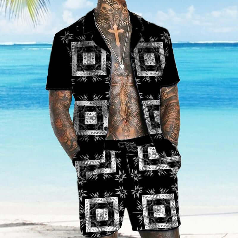 Men's Old-Money Hawaiian Short Sleeve Shirt Set 66678130YY-DESTINY