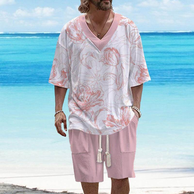 MEN'S ART CASUAL PRINTED SHORT SLEEVE SUIT 74632923YM-DESTINY