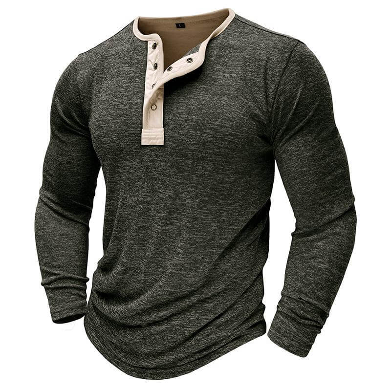 Men's Long Sleeve T-shirt Outdoor Bottoming Henley Shirt 67667932L-DESTINY