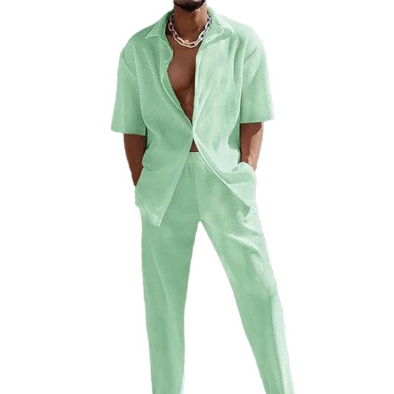 MEN'S CASUAL TROUSERS SHORT SLEEVE 2-PIECE SET 39701528YM-DESTINY