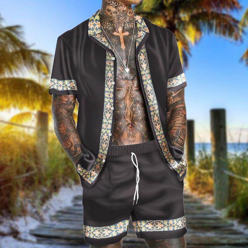 Men's Hawaiian Beach Casual Fashion Two-Piece Set 29316868YM-DESTINY