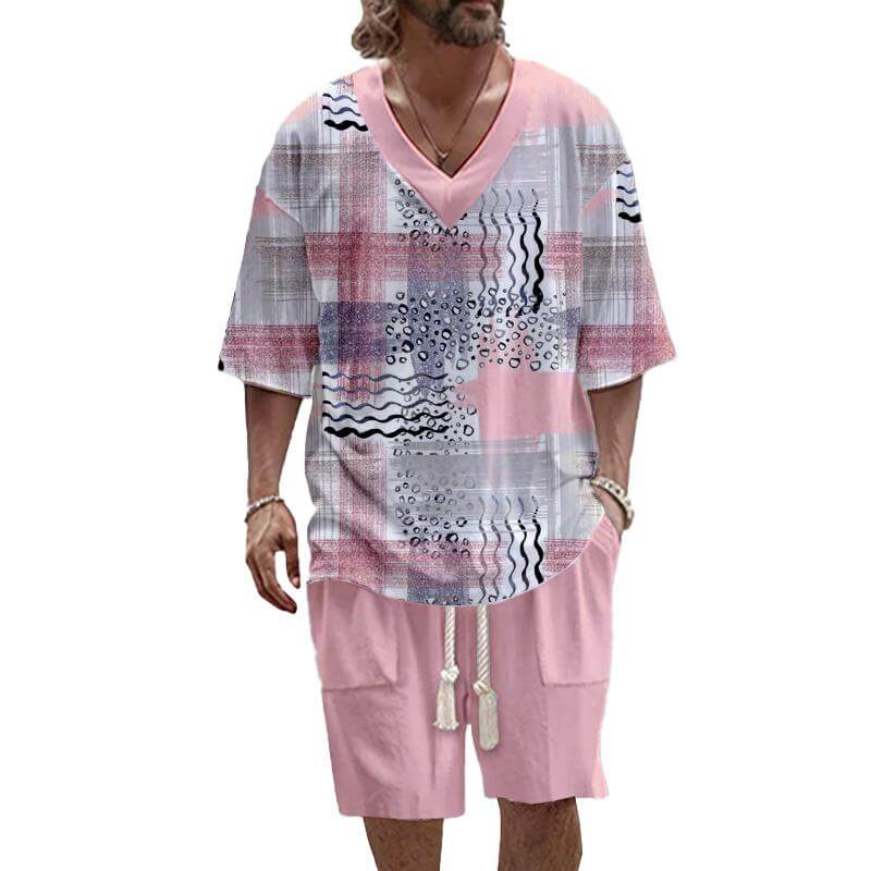 MEN'S ART CASUAL PRINTED SHORT SLEEVE SUIT 27323328YM-DESTINY