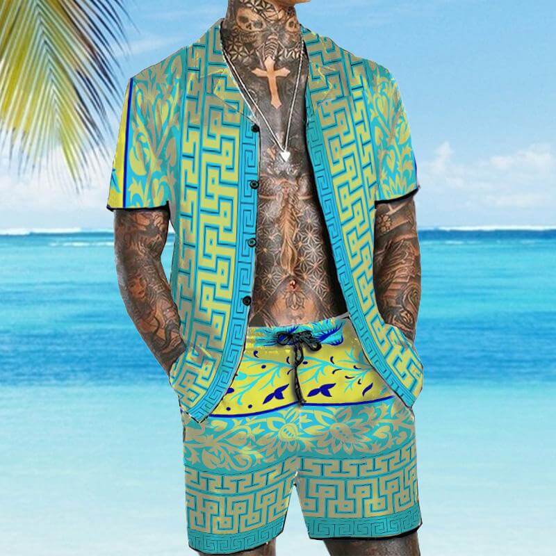 MEN'S SHORT SLEEVE SHIRT BEACH SUIT 78213582YM-DESTINY