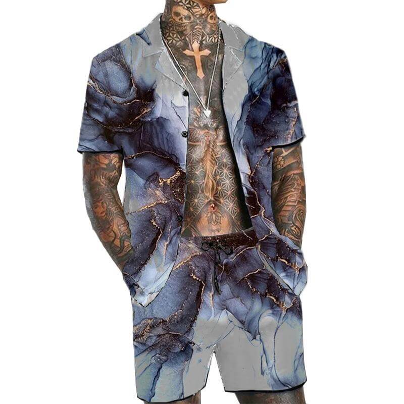 MEN'S SHORT SLEEVE SHIRT BEACH SUIT 88465351YM-DESTINY