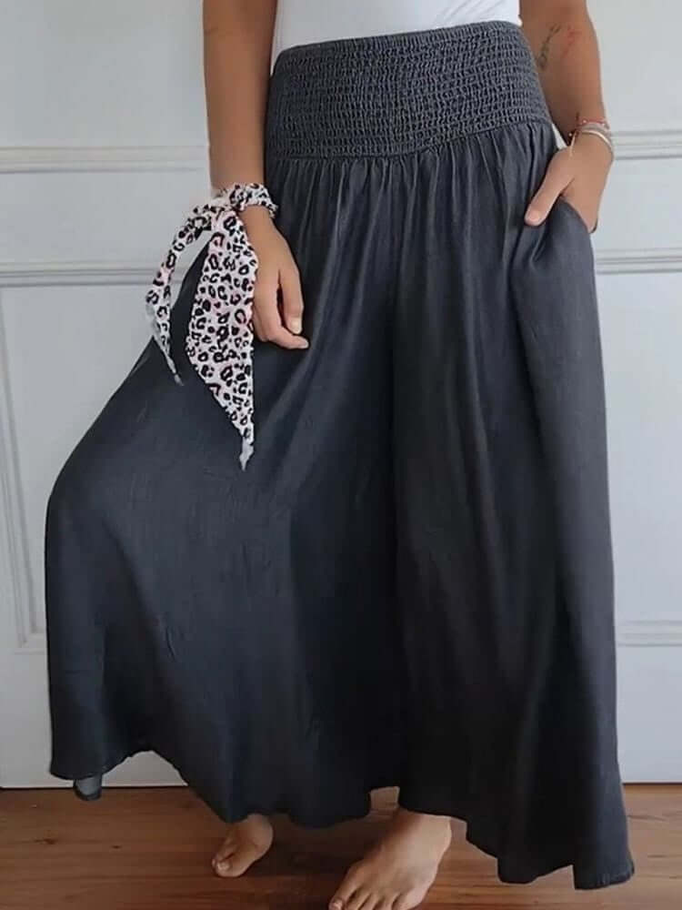 Wide cotton trousers for women-DESTINY