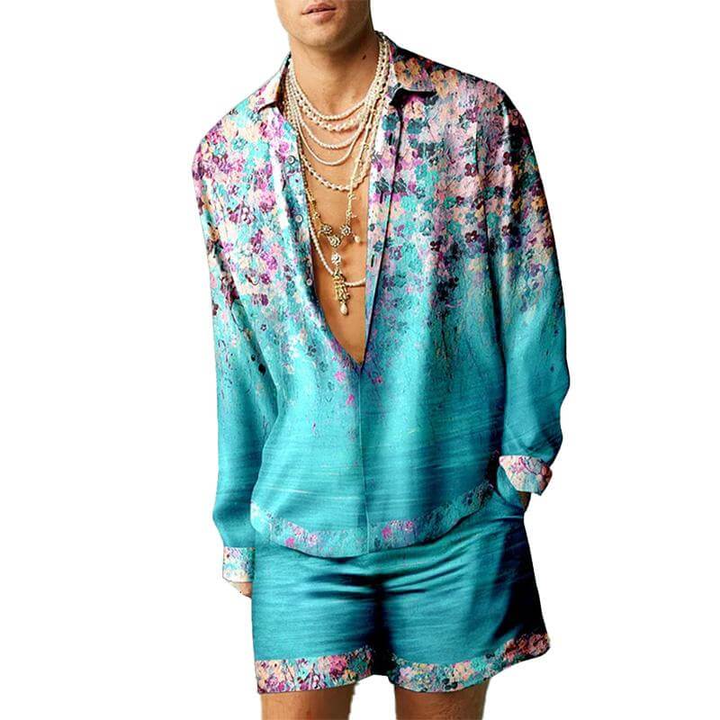 Men's Hawaiian Shirt Plaid Set 98684056YM-DESTINY