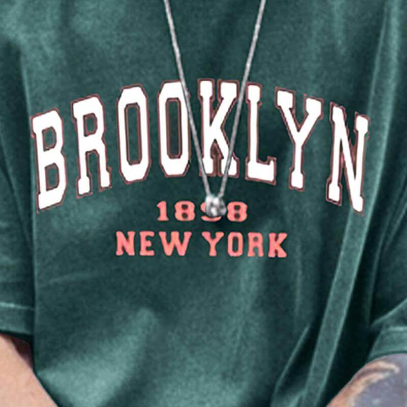 Men's Vintage Print Simple Loose Round Neck Short Sleeve T-Shirt 64421508Z-DESTINY