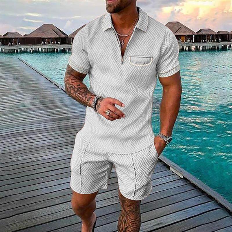 Men's Lapel Short Sleeve Shorts Set 15618236YM-DESTINY