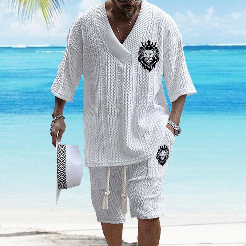 MEN'S ART CASUAL PRINT SHORTS SET 80926192YM-DESTINY