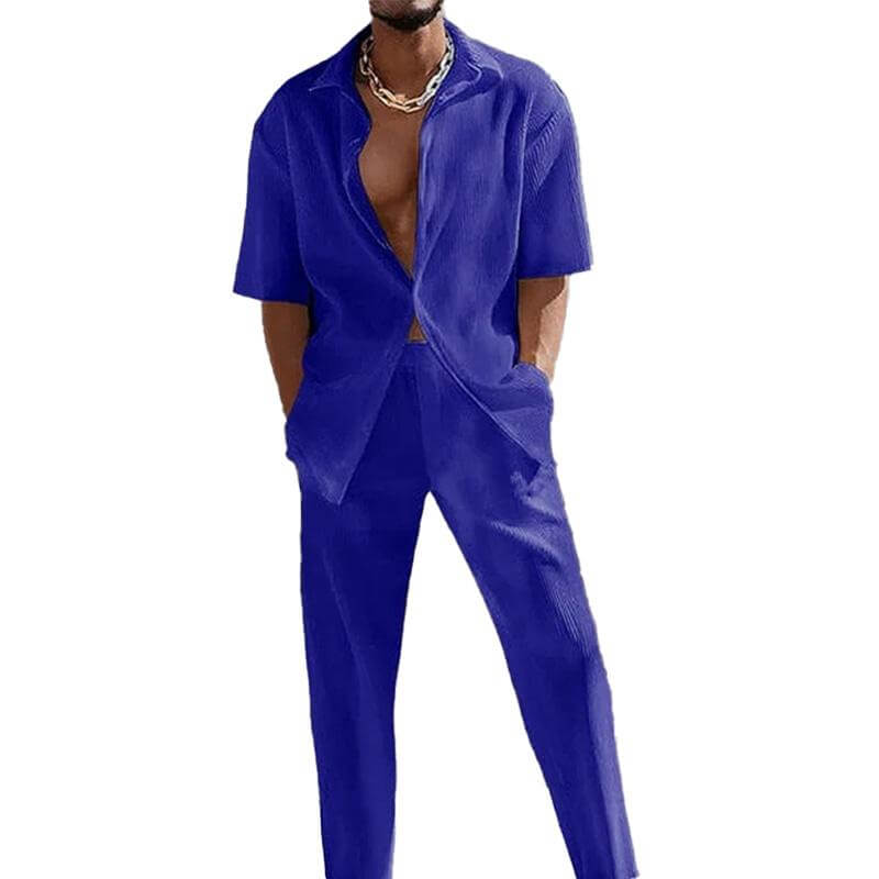 MEN'S CASUAL TROUSERS SHORT SLEEVE 2-PIECE SET 39701528YM-DESTINY