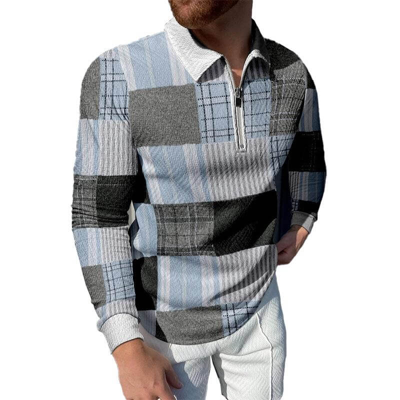 Men's Casual Long Sleeve Polo Shirt 86025426YM-DESTINY