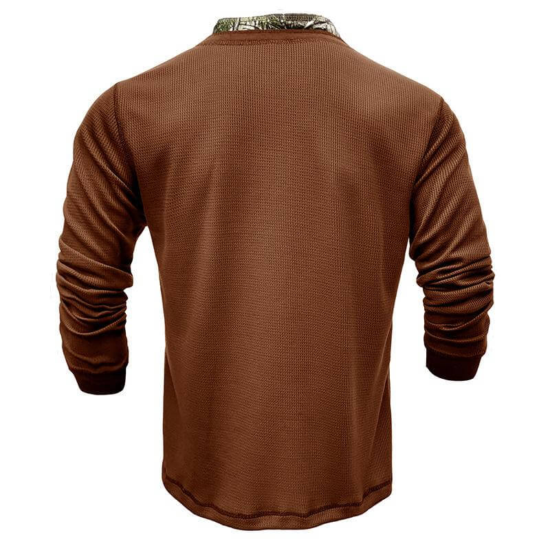 Men's Printed Long Sleeve Outdoor Base Layer Henley Shirt Waffle Top 40478743L-DESTINY