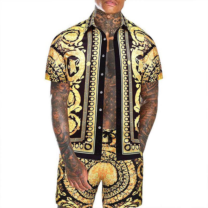 Men's Hawaiian Print Two-Piece Set 87730603YM-DESTINY