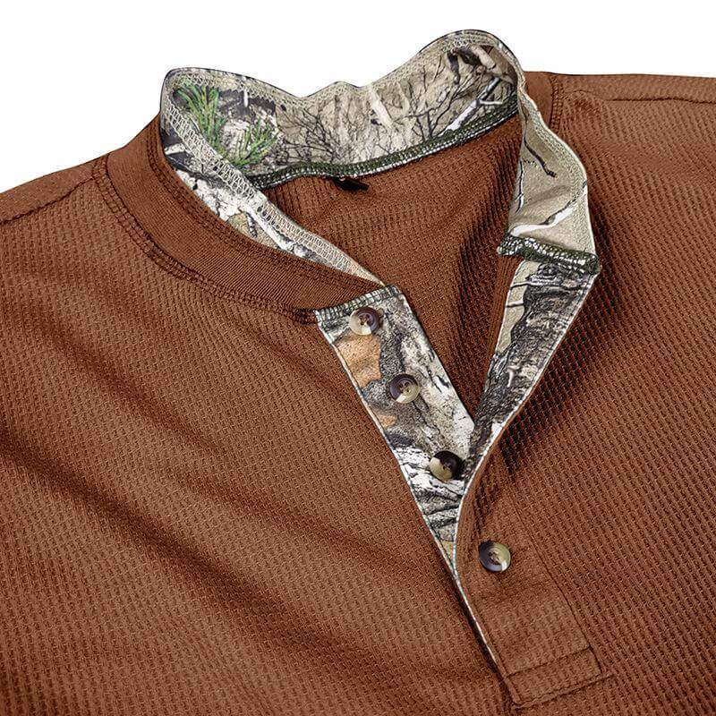 Men's Printed Long Sleeve Outdoor Base Layer Henley Shirt Waffle Top 40478743L-DESTINY