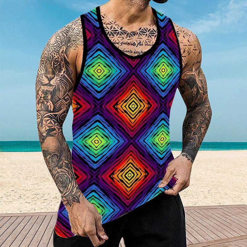 Men's Casual Geometric Printed Muscle Fit Tank 33532820YY-DESTINY