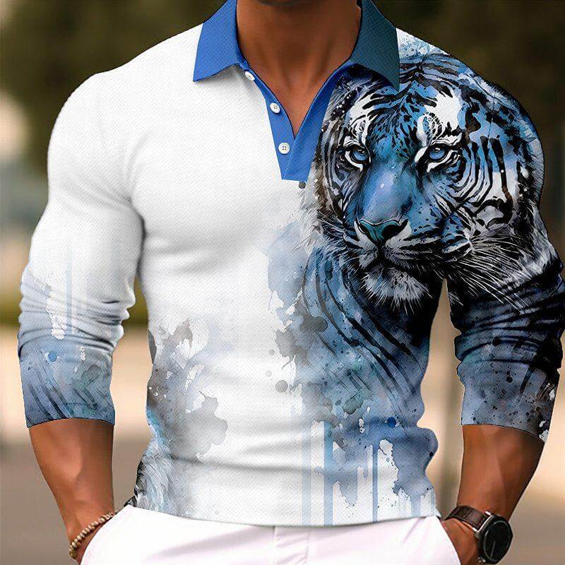 Men's Fashion 3D Printed Long Sleeve Polo Shirt 63740228YY-DESTINY