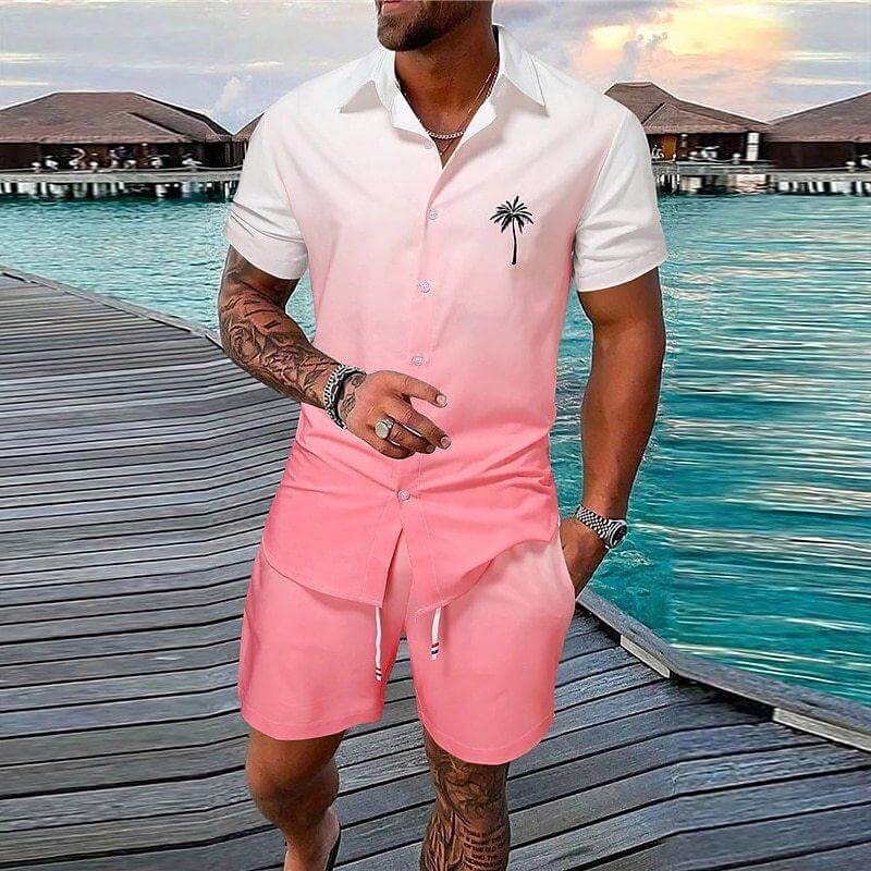 Men's Hawaii Printed Short-sleeve Shirt and Shorts Suit 01788863YY-DESTINY