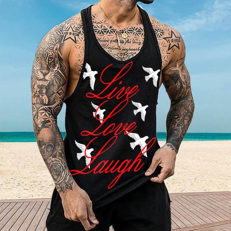 Men's LIVE LIFE LAUGH Muscle Casual Fit Tank 63499102YY-DESTINY
