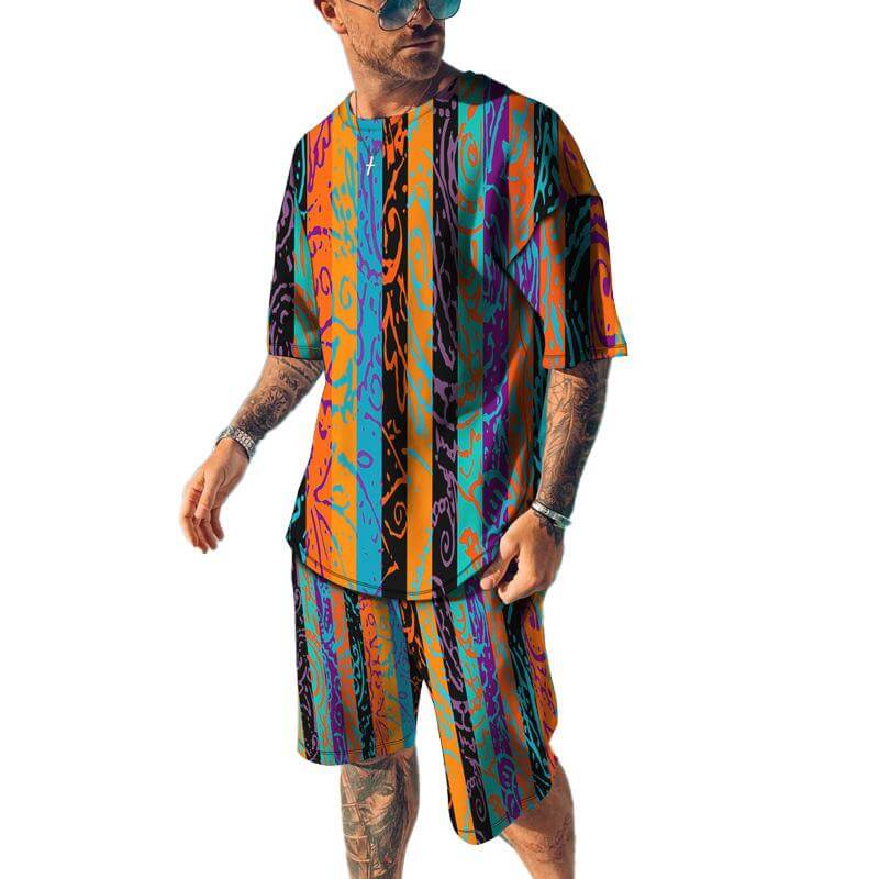 Men's breathable quick-drying shorts short-sleeved T-shirt casual suit 34589637YM-DESTINY