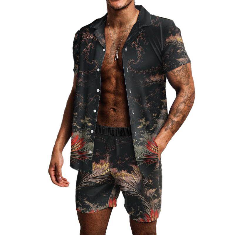 Men's Hawaiian Short Sleeve Shirt Short Set 31616637YM-DESTINY
