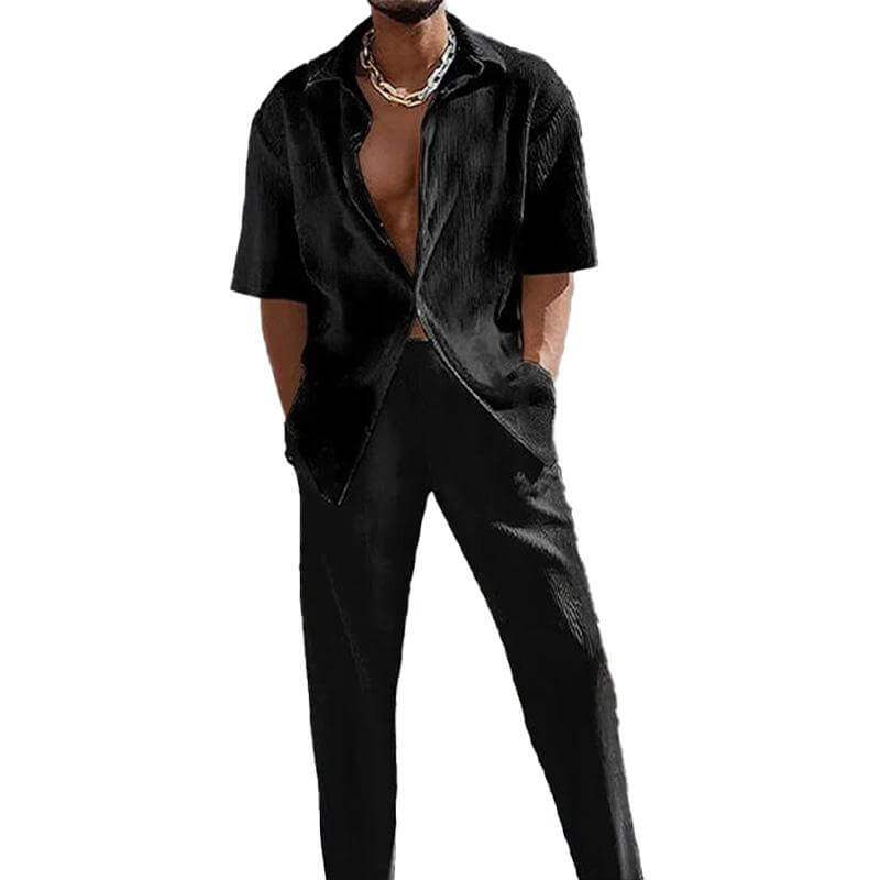 MEN'S CASUAL TROUSERS SHORT SLEEVE 2-PIECE SET 39701528YM-DESTINY