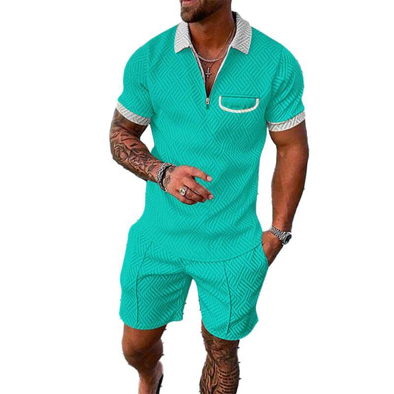 Men's Lapel Short Sleeve Shorts Set 15618236YM-DESTINY
