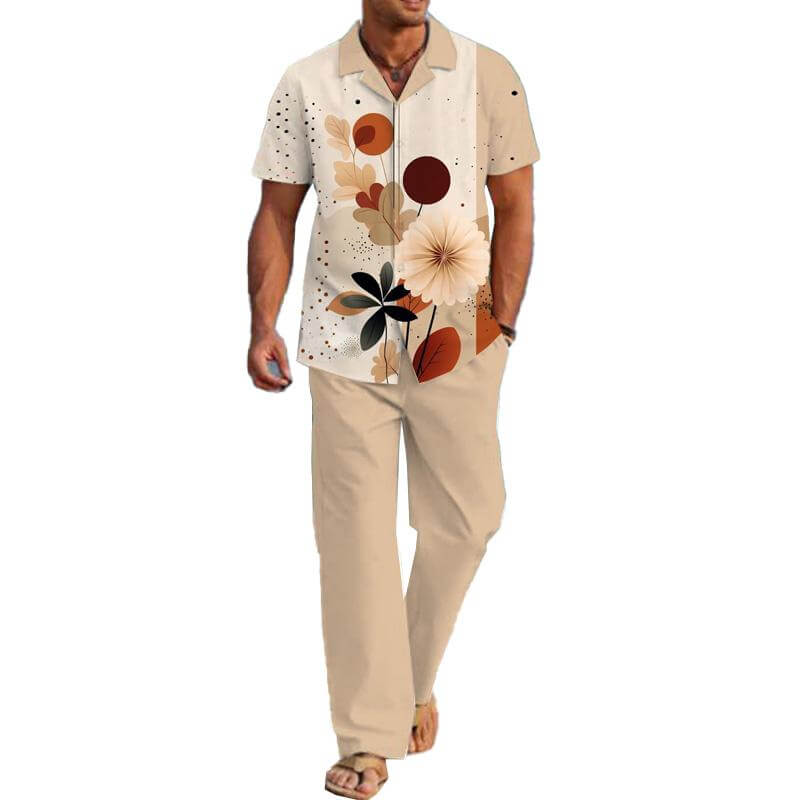 Men's Casual Printed Short Sleeve Shirt Set 50196876YM-DESTINY
