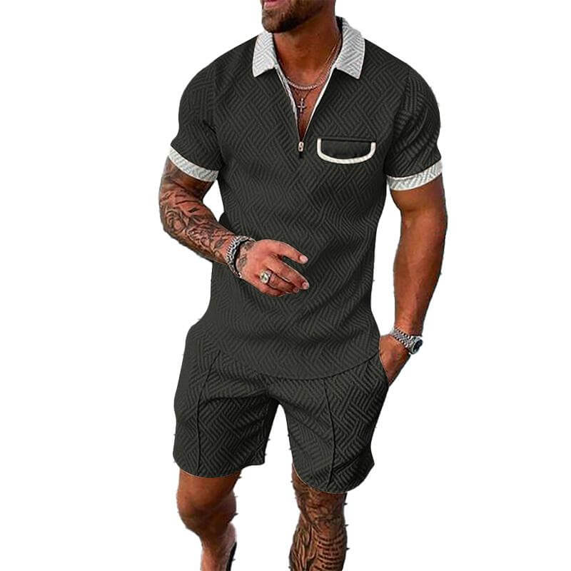 Men's Lapel Short Sleeve Shorts Set 15618236YM-DESTINY