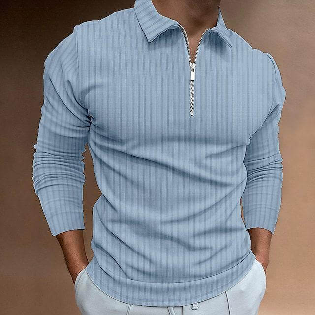 Men's Long Sleeve Striped Polo Shirt 29606050L-DESTINY