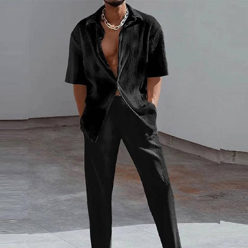 MEN'S CASUAL TROUSERS SHORT SLEEVE 2-PIECE SET 39701528YM-DESTINY