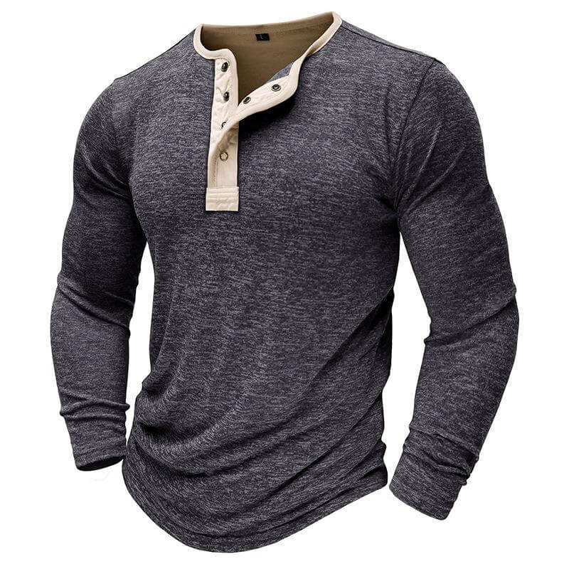 Men's Long Sleeve T-shirt Outdoor Bottoming Henley Shirt 67667932L-DESTINY